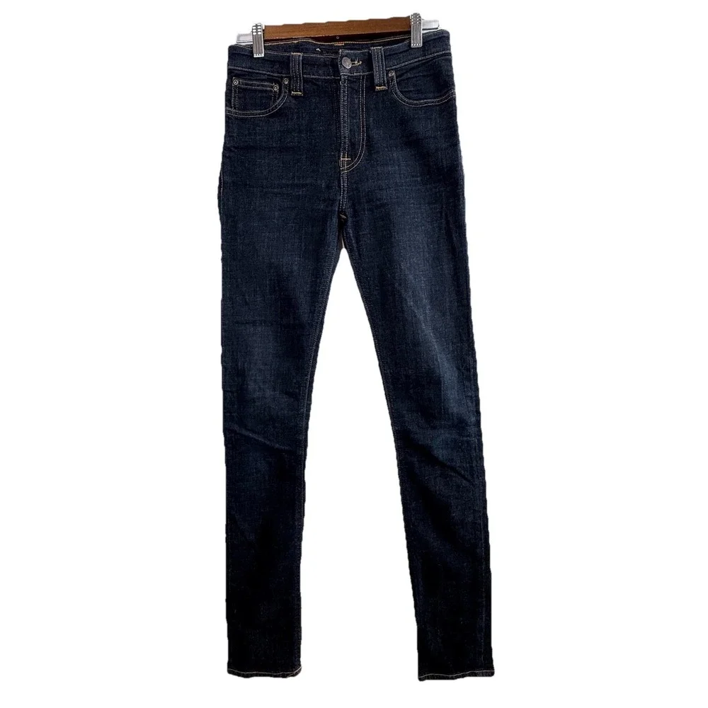 Nudie Jeans Co Mens 28x32 Dark Wash High Kai Skinny Stretch Denim Organic Cotton